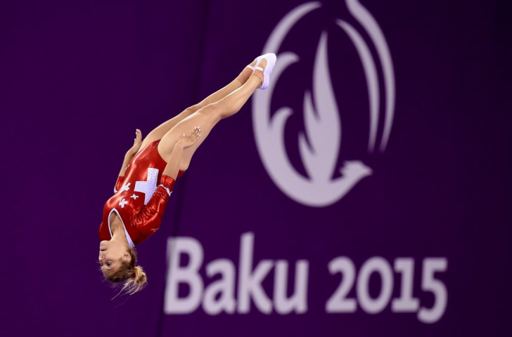 Swiss gymnast Fanny Chilo competes in the women's trampoline individual qualification ©Getty Images
