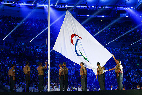 The Paralympic Flag is hoisted into position ©Getty Images