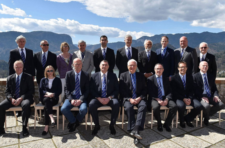 New European Athletics President Svein Arne Hansen pictured with the newly elected Council members at the Bled Conference last weekend