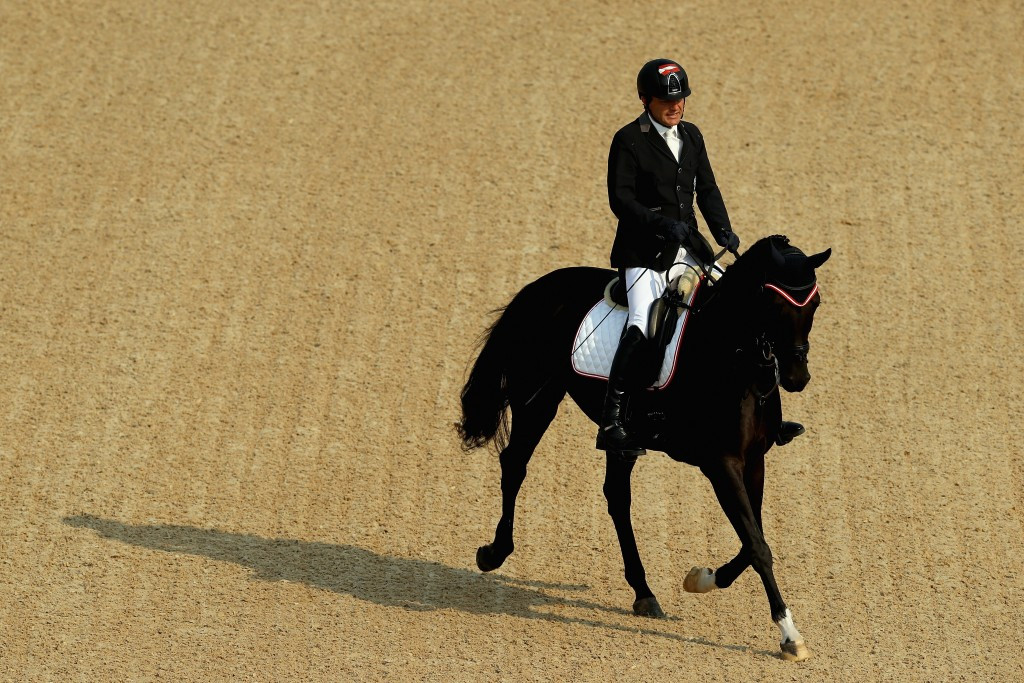 Austria's Pepo Puch won the Individual Championship Test Grade IB dressage title to deny Britain's Lee Pearson an 11th Paralympic gold medal at the Olympic Equestrian Centre ©Getty Images