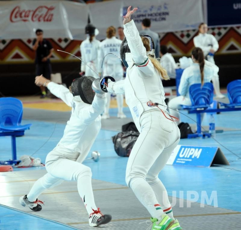 Fencing was the first discipline to be held before athletes competed in swimming and the combined event ©UIPM