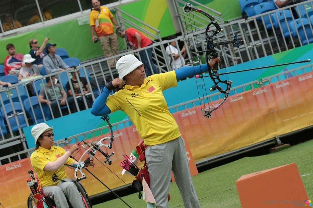 A shoot-off was needed to separate the Chinese duo in the gold medal contest ©World Archery 
