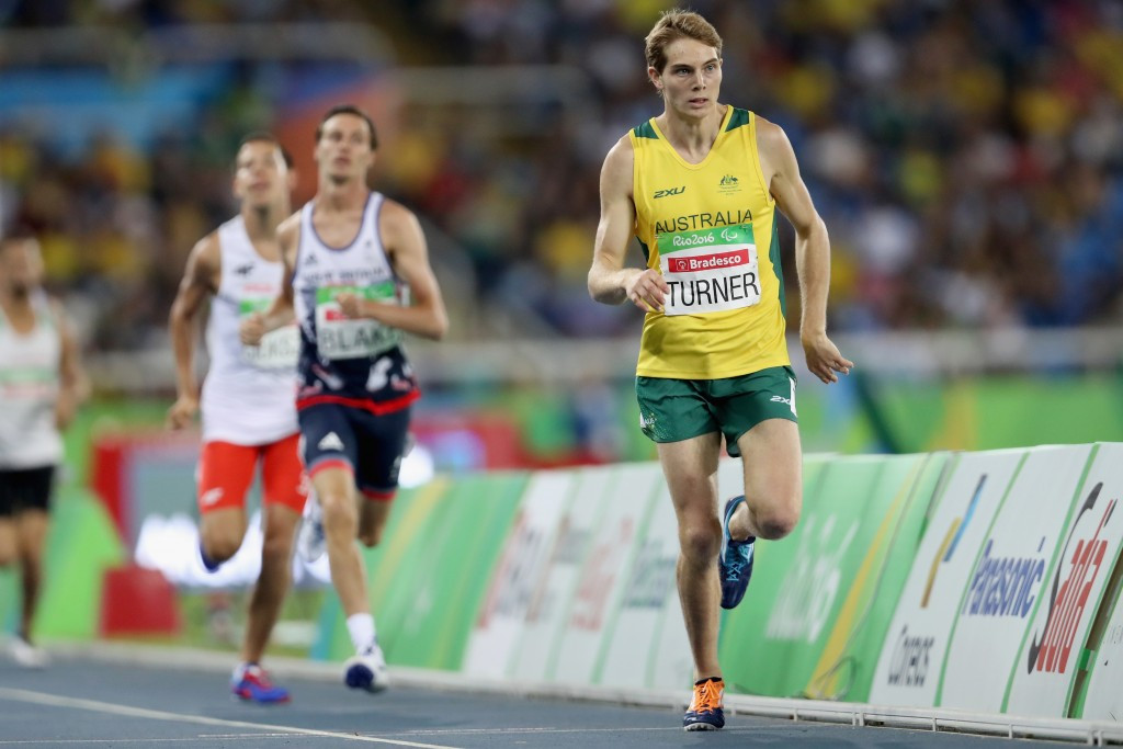 Australia's James Turner led from gun to tape in the men's 800m T36 final, winning in a world record time ©Getty Images
