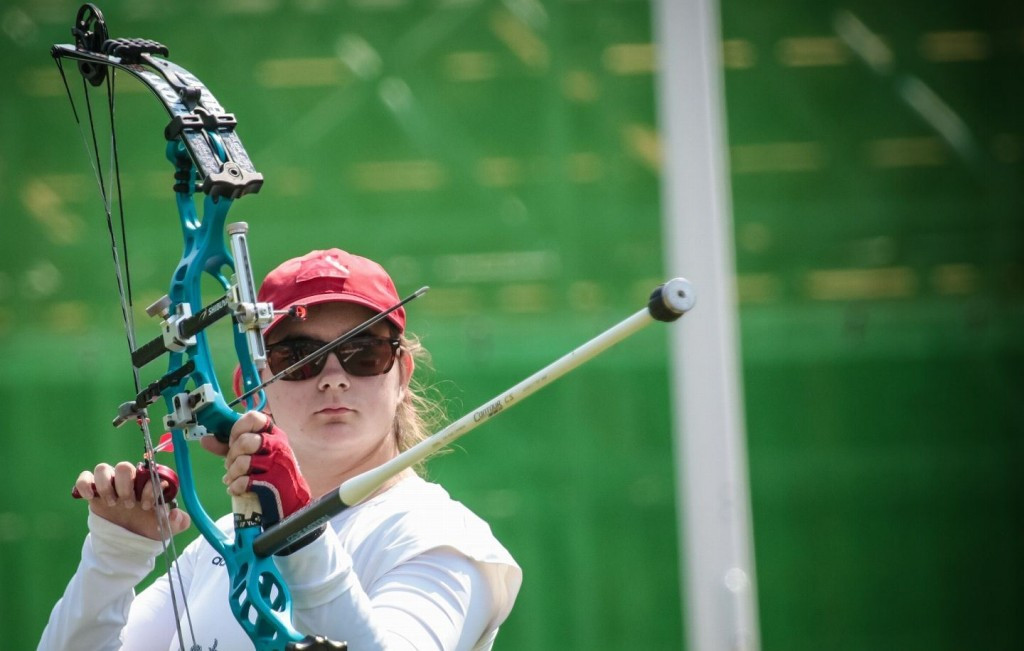 Jessica Stretton led a British podium sweep in the women's W1 archery event ©World Archery