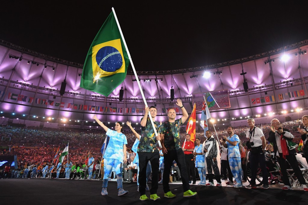 Football five-a-side gold medallist Ricardinho carried the Brazilian flag into the Maracanã Stadium ©Getty Images