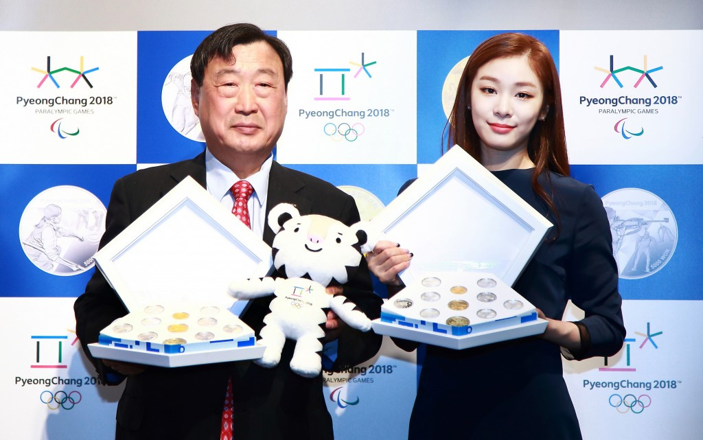Pyeongchang 2018 President Lee Hee-beom launches celebratory coins with Olympic figure skating champion Kim Yuna ©Pyeongchang 2018