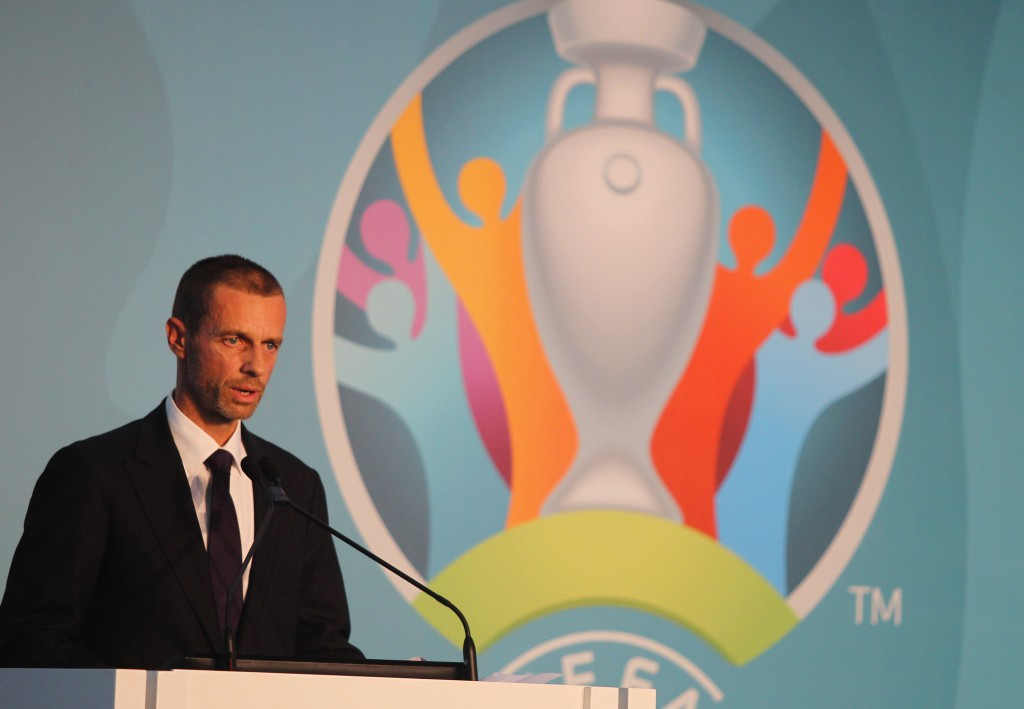 New UEFA President Aleksander Čeferin has unveiled the branding for Euro 2020 ©Getty Images