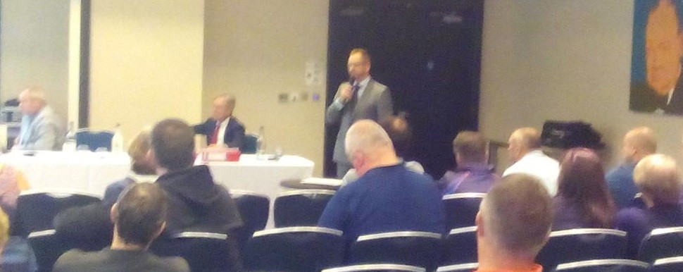 Ice Hockey UK chairman Richard Grieveson address the EIHA about his plans for a single governing body ©IHUK