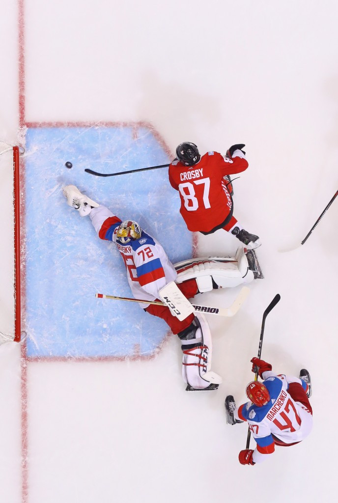 Sidney Crosby scores the opening goal for Canada, before later providing two assists ©Getty Images