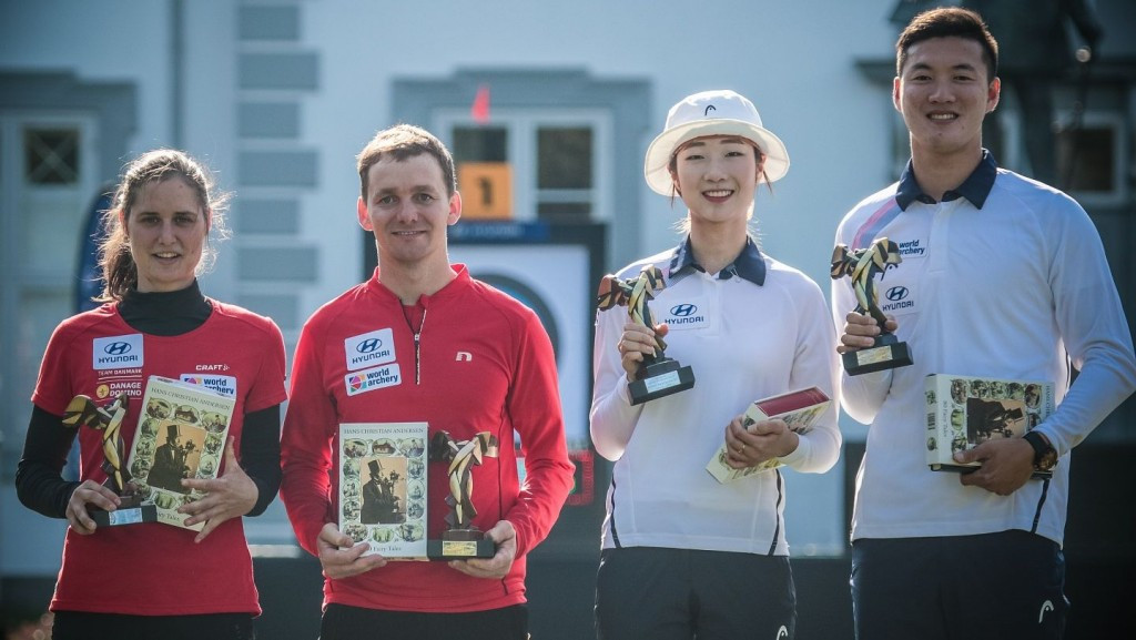 Ku Bonchan and Choi Misun defeated Maja Jager and Johan Weiss of Denmark in the mixed team recurve final ©World Archery