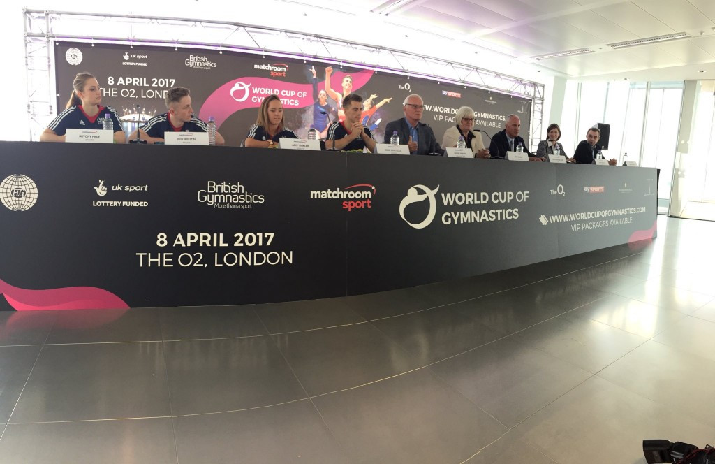 The announcement was made today by British Gymnastics chief executive Jane Allen, Matchroom Sport’s Barry Hearn and Team GB Olympians Max Whitlock, Nile Wilson, Amy Tinkler and Bryony Page at a press conference ©British Gymnastics