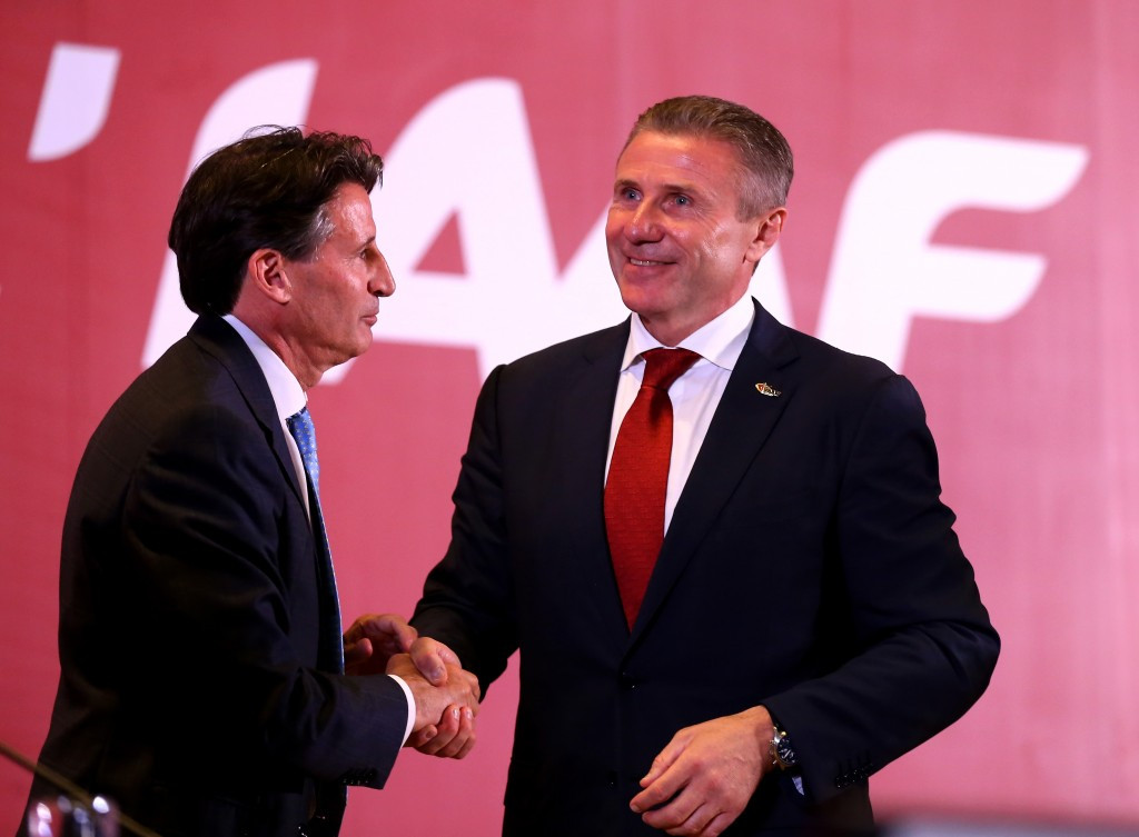 Sergey Bubka, right, pictured with IAAF President Sebastian Coe ©Getty Images