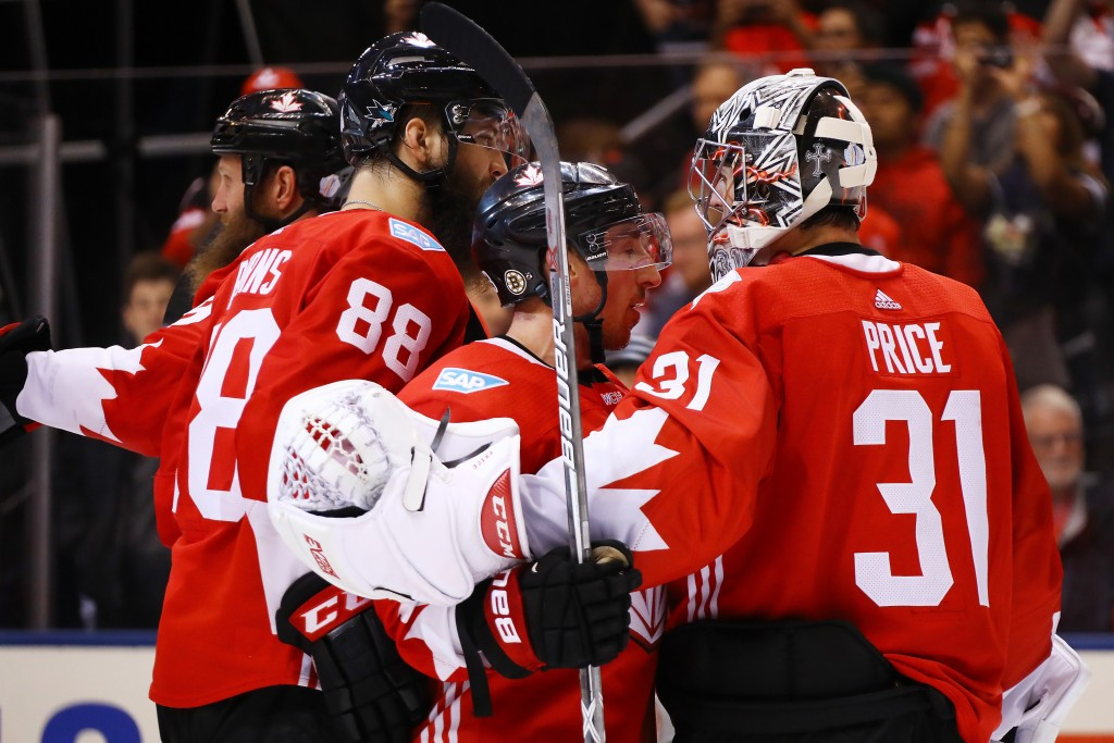 Canada celebrate after their 3-1 victory over Team Europe ©Getty Images