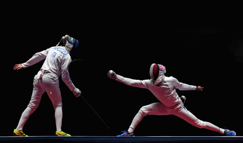 A rule is being changed so that the two sabre fencers will start with their back foot touching the en-garde line rather than their front foot ©Getty Images
