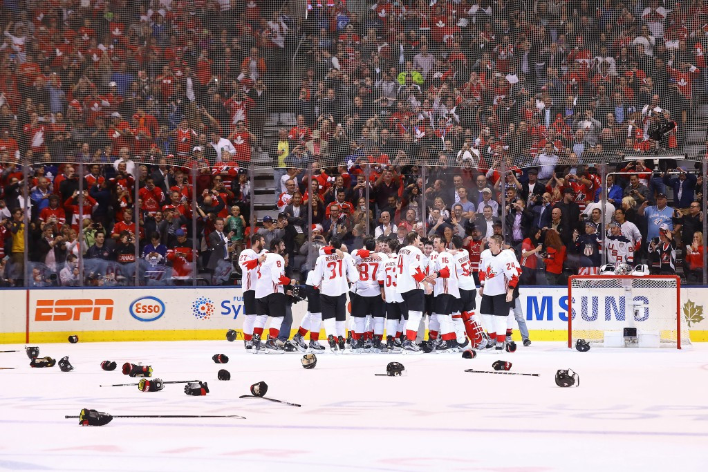Canada celebrate after successfully defending their World Cup of Hockey title ©Getty Images