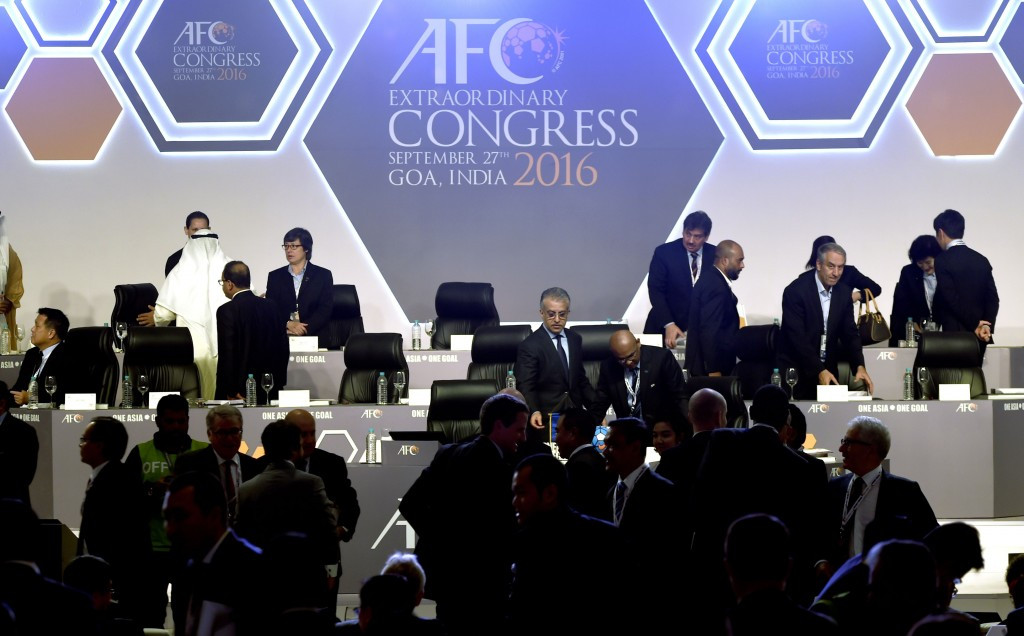 The AFC Congress, where FIFA Council elections were due to be held, lasted less than half an hour after members voted against the agenda ©Getty Images
