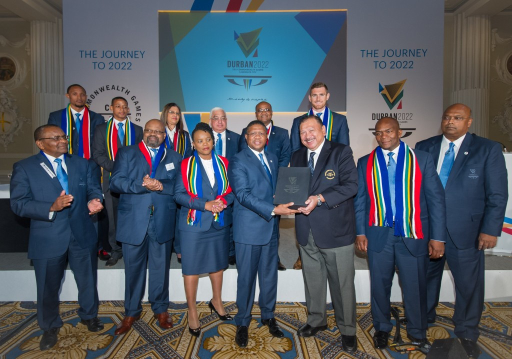 Organisers of the Durban 2022 bid celebrate their success after being awarded the 2022 Commonwealth Games - but there are financial problems to be overcome before the event can run smoothly ©Getty Images
