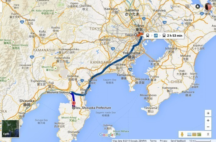 Track cycling has already been moved south from Tokyo to Izu  ©Google Maps