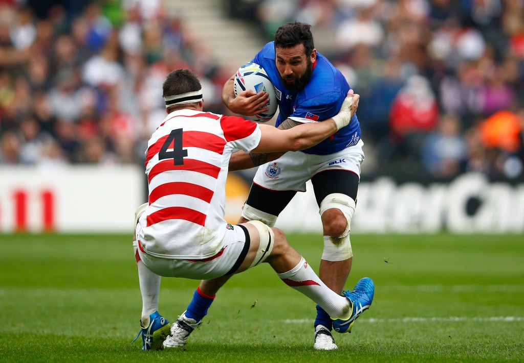 Kane Thompson was one of 13 players who represented Samoa at last year's Rugby World Cup, even though he was born in New Zealand - one of 39 from that country who did not represent the All Blacks ©Getty Images