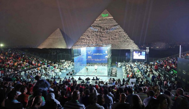 Egypt's Karim Abdel Gawad lifted the Al Ahram Squash Open title in front of a home crowd at the foot of the Pyramids in Giza ©PSA
