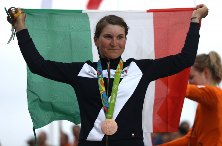 Elisa Longo Borghini of Italy, pictured with the Rio 2016 road race bronze medal, made a plea for greater parity between men's and women's road racing after winning last year's Tour of Flanders ©Getty Images