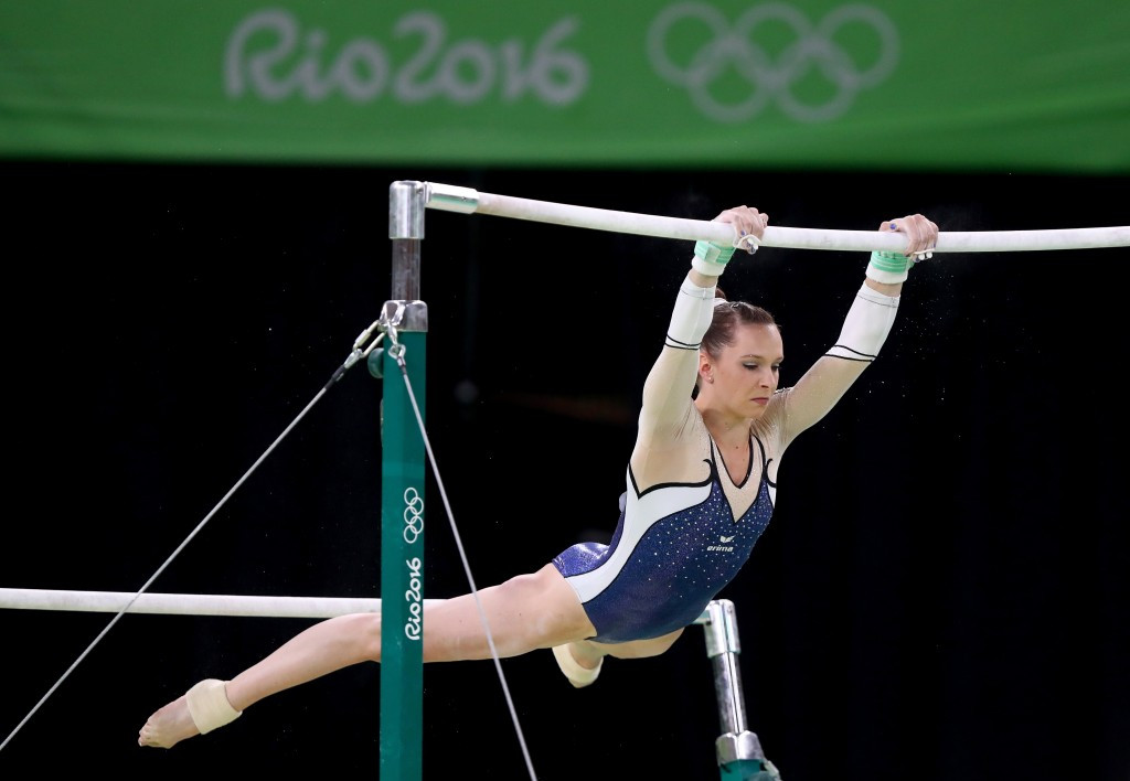 Germany's Sophie Scheder won the uneven bars bronze medal at the Rio 2016 Olympic Games ©Getty Images