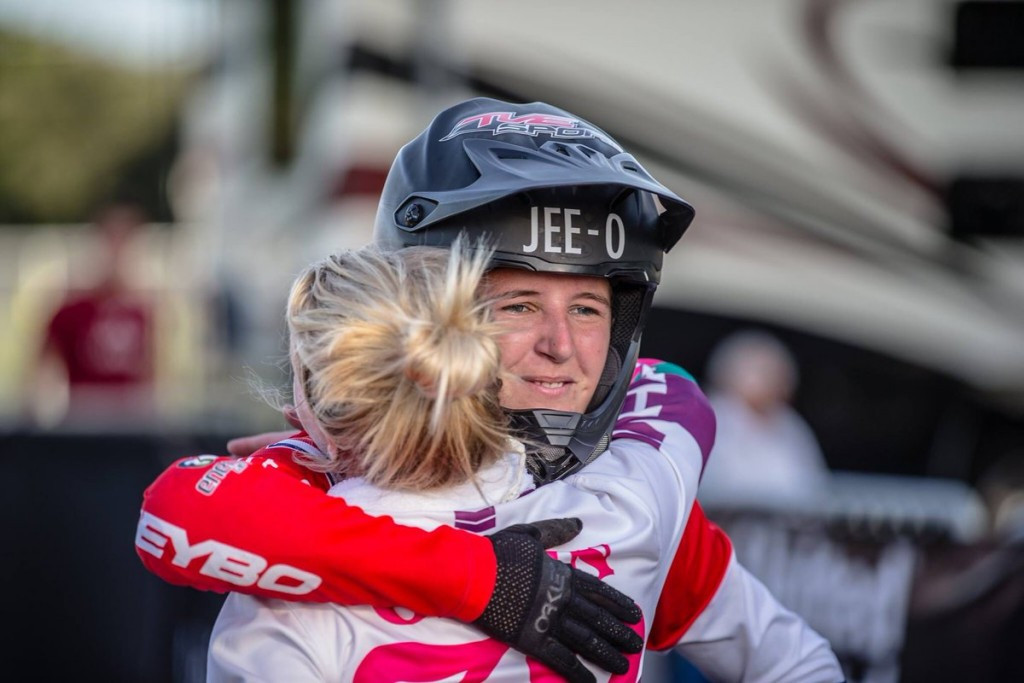 Laura Smulders earned her third straight World Cup win to claim the overall series title ©Twitter/UCI BMX Supercross