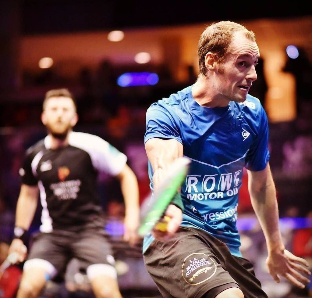 Gregory Gaultier (right) of France easily beat England's Daryl Selby 11-8, 11-6, 11-3 ©USOpenSquash