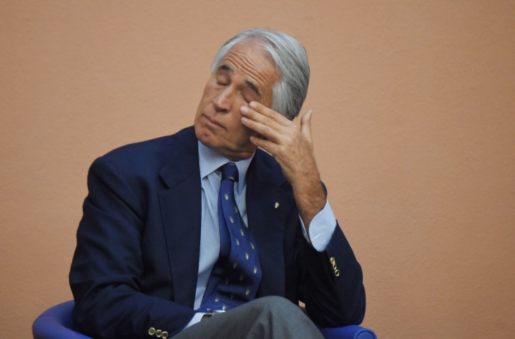 The strain shows on the face of the CONI President as he is obliged to halt - at the very best - the work of a Rome 2024 Olympic candidacy that has only faint hopes of any future life ©Getty Images
