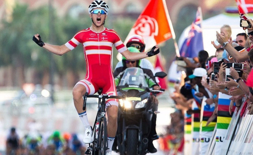 Denmark's Jakob Egholm won the junior men's road rice by a margin of seven seconds ©UCI