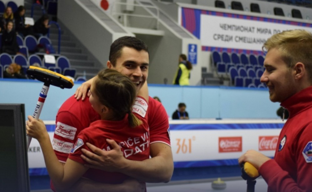 Croatia celebrated their maiden win at a curling World Championship event ©WCF