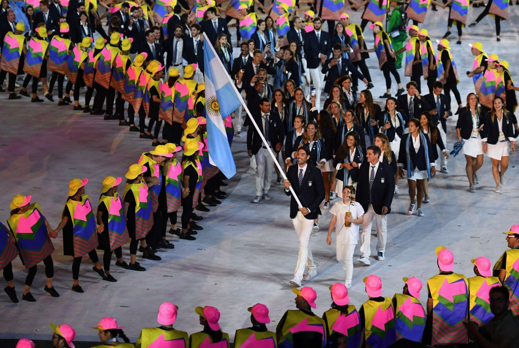 Basketball player Luis Scola is added after carrying the Argentinian flag at the Opening Ceremony of Rio 2016 ©Getty Images