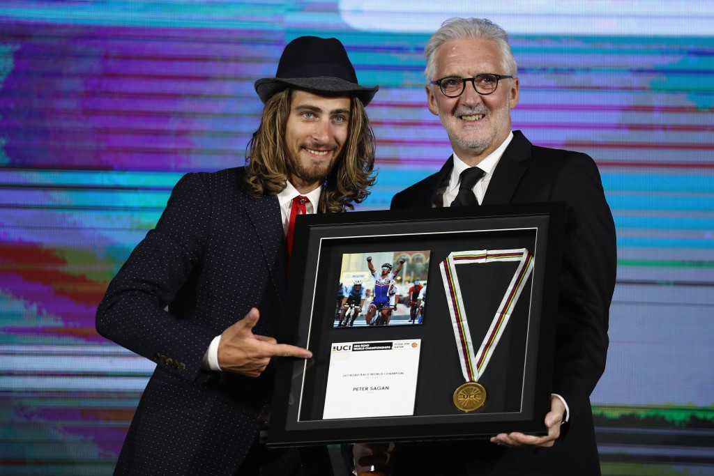 Men's road world champion and UCI WorldTour winner Peter Sagan (left) was among those honoured ©Getty Images