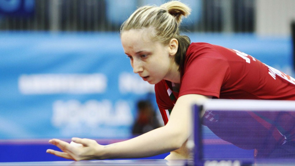 Hungary's Dora Madarasz topped her group with an unbeaten record to the delight of the home crowd ©ITTF/Richard Kalocsai