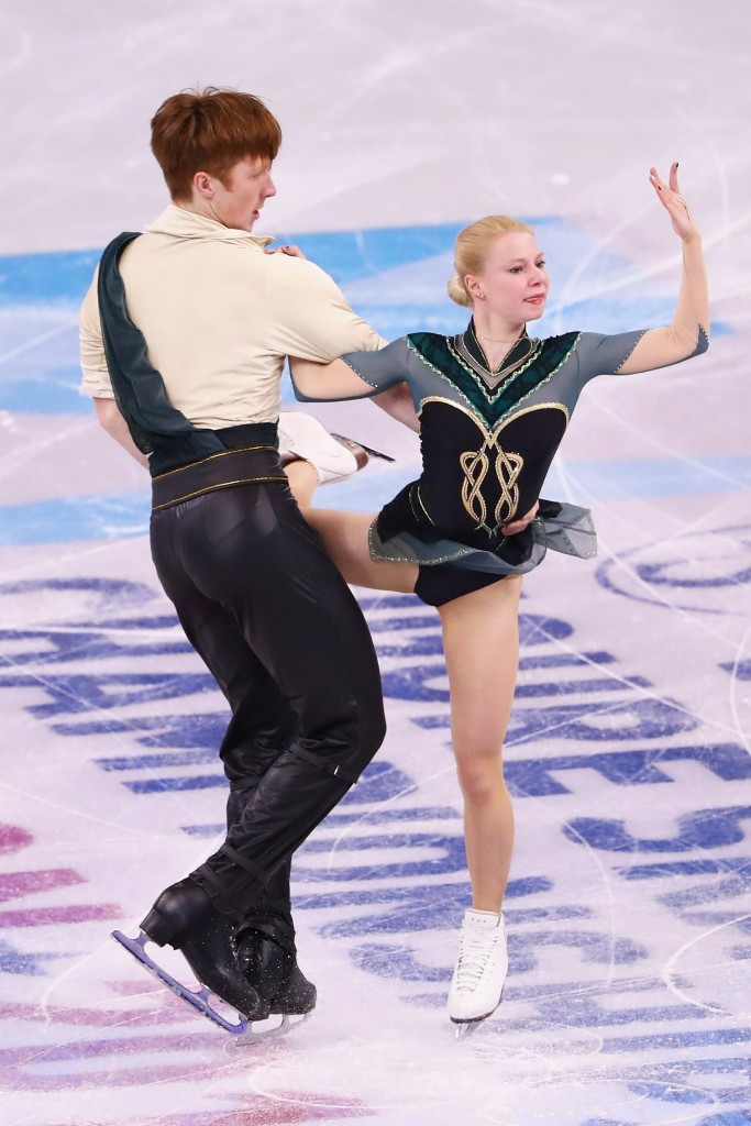 Russia’s Evgenia Tarasova and Vladimir Morozov currently lead in the pairs short programme ©Getty Images