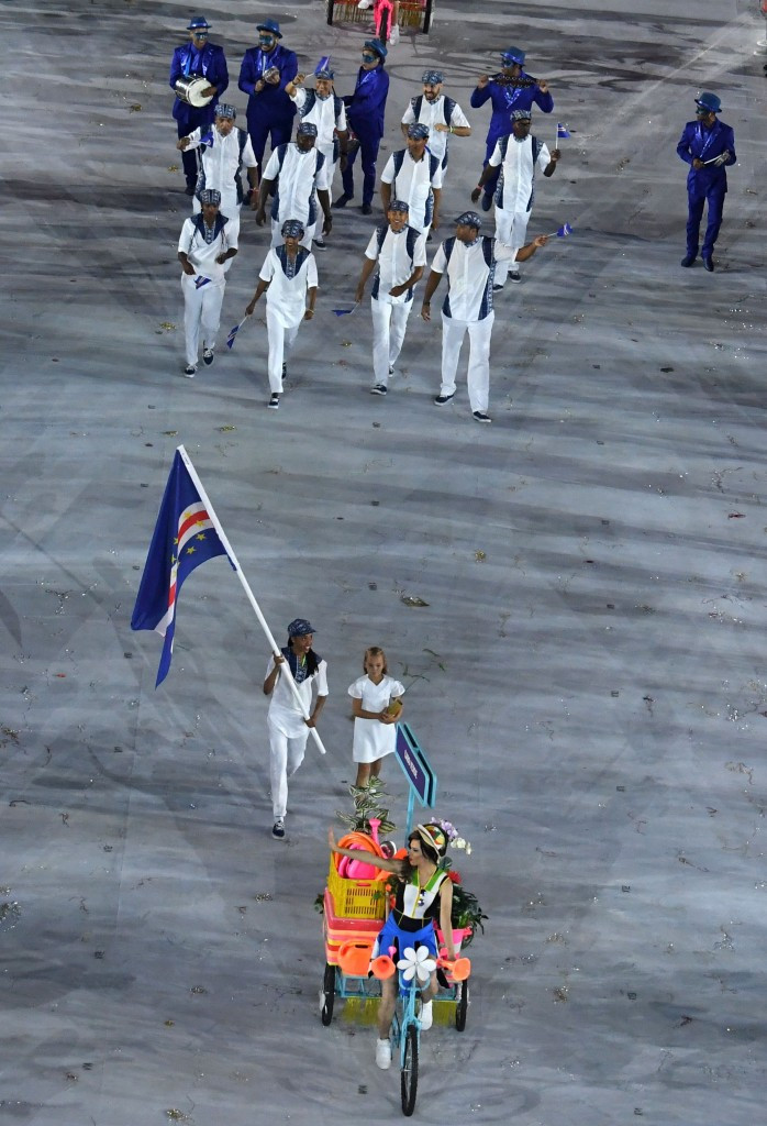 Cape Verde's team pictured marching at the Opening Ceremony of the Rio 2016 Olympic Games, where taekwondo player Maria Andrade acted as flagbearer ©Getty Images