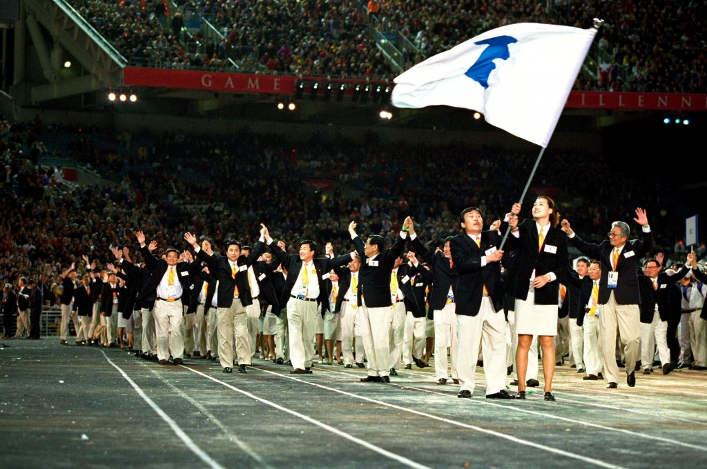 The two Korean teams walked under the same flag at Sydney 2000 ©Getty Images