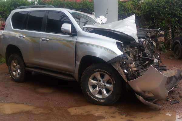 Kenya's world javelin champion Julius Yego's car after Sunday night's collision ©Twitter
