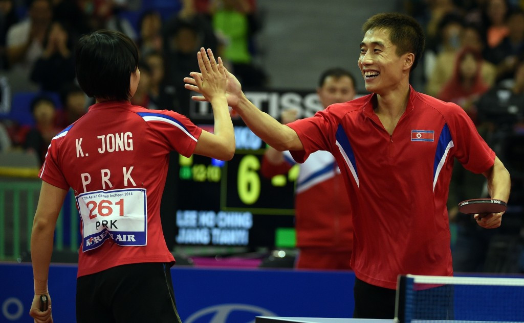 Kim Hyok-Bong and Kim Jong won North Korea's first table tennis world championships gold for 36 years with their mixed doubles title in 2013