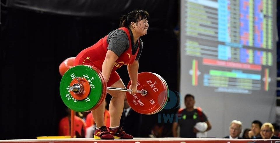 China’s Song Huibing won the women's over 69kg competition ©Facebook/IWF