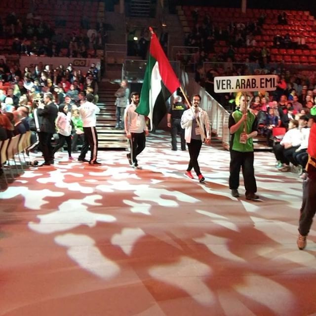 The first part of the Opening Ceremony involved the athletes parading through the arena with their national flags ©WKF