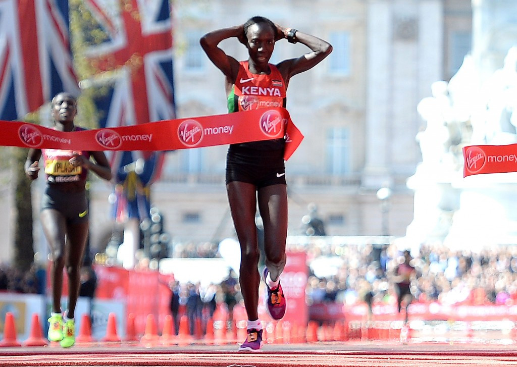 Edna Kiplagat should now replace Rita Jeptoo as winner of the 2014-15 World Marathon Majors title ©Getty Images