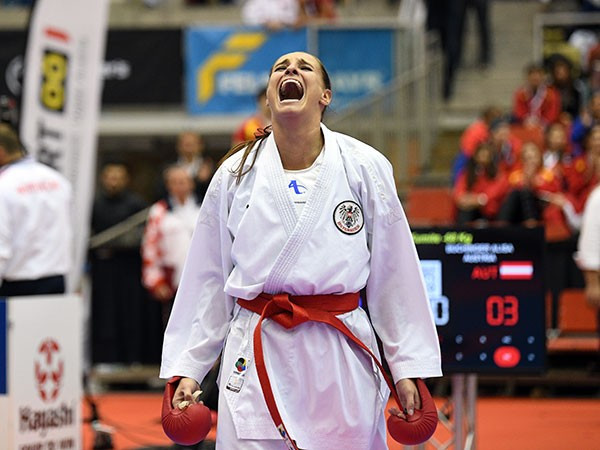 Home favourite Alisa Buchinger made it to the final of the women's kumite under 68kg division ©WKF