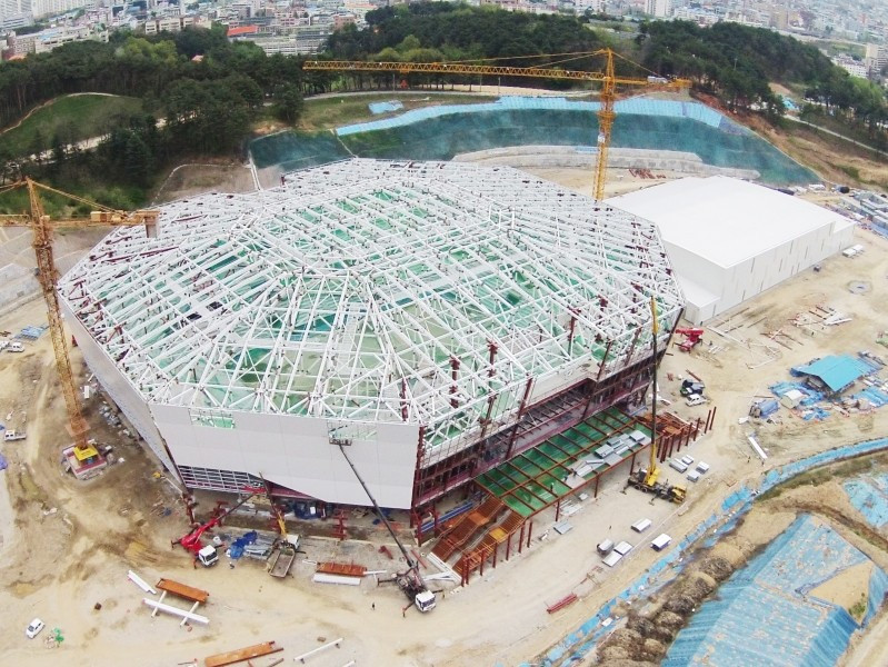 The Gangneung Hockey Centre, pictured during construction this year, is among the venues visited by the inspection panel ©Pyeongchang 2018