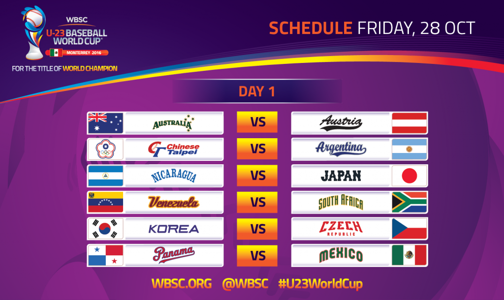 All 12 teams will be in action when the Under-23 Baseball World Cup opens in Monterrey ©WBSC