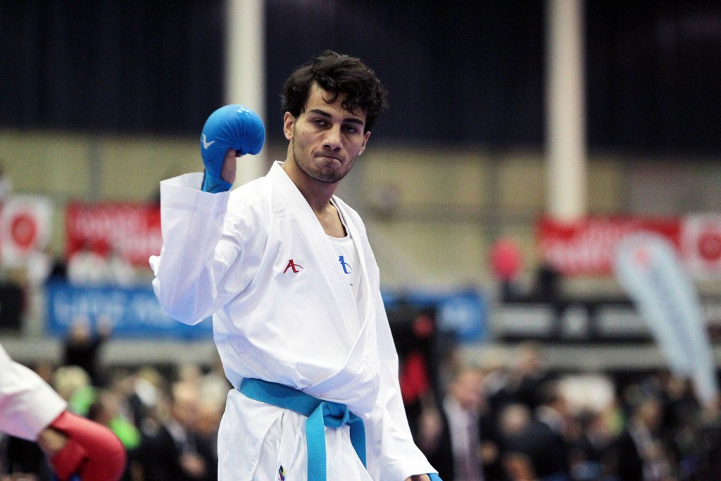 Turkey's Burak Uygur was beaten in the semi-finals of the men's under 67kg category by Hungary's Yves Martial Tadissi ©Karate Federasyonu/Twitter