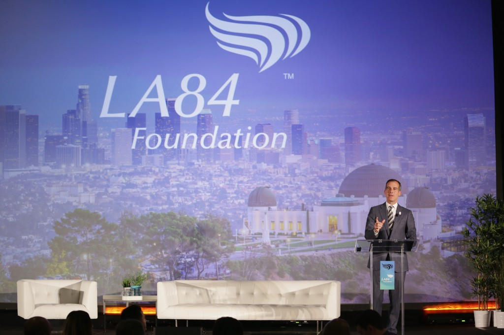 Los Angeles Mayor Eric Garcetti claimed sport in the city has helped shape him ©Los Angeles 2024