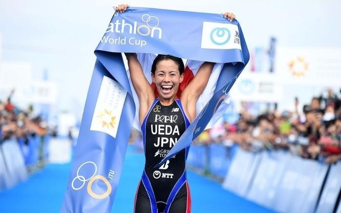Ai Ueda of Japan improved on her silver medal in Tongyeong last weekend to take gold on home soil today ©Delly Carr/ITU Media