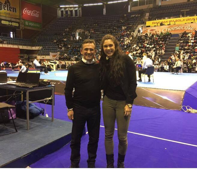 Serbia's former Olympic champion Milica Mandic (right) met with ETU President Sakis Pragalos ©ETU