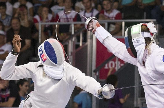 Ivan Trevejo (left) en route to men's epee gold this evening at Baku 2015 ©Getty Images